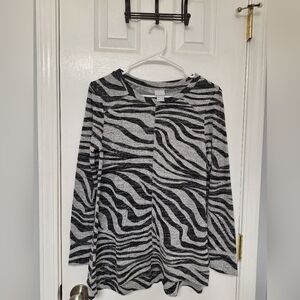 Chicos Zenergy Top Size Small Zebra Print Like New Soft Casual‎ Comfortable